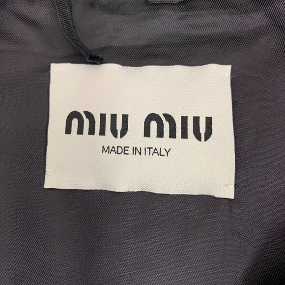 Miu Miu Deep Blue Striped Wool Blend Long-Sleeved Jacket Coat Sz 36 XS Made In I - Picture 5 of 8